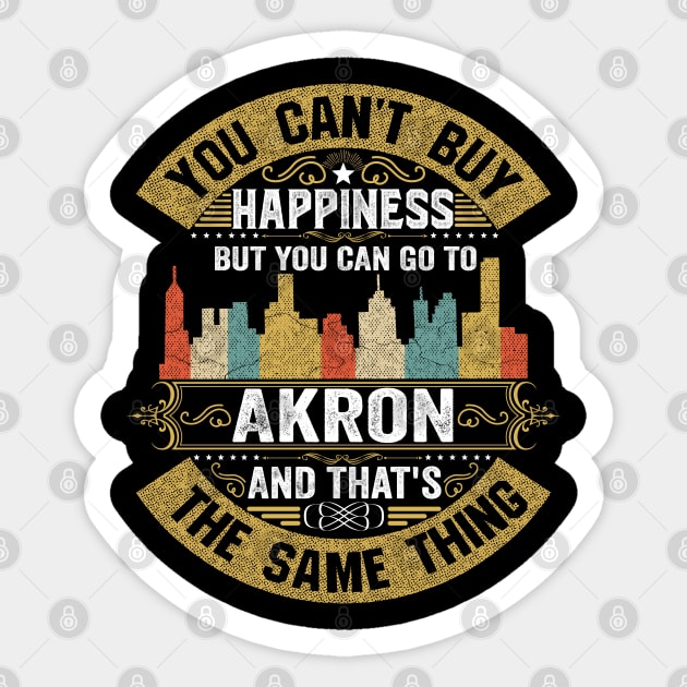 USA City Akron City T-Shirt I Love Akron Flag Ohio State Home City Akron Map Native USA Flag Sticker by BestSellerDesign